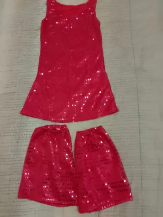 Disco Vestito Bambina Rosso Paillettes