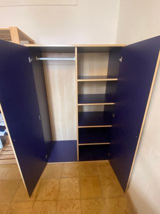 Armario azul y beige