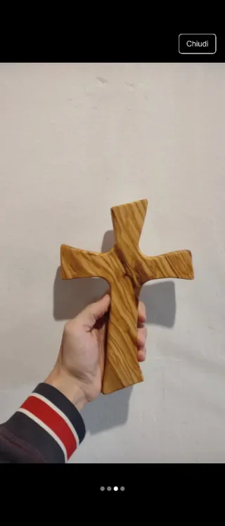 Crocifisso artigianale in legno di ulivo - nuovo