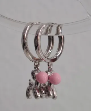 Pendientes perrito globo rosa y plata
