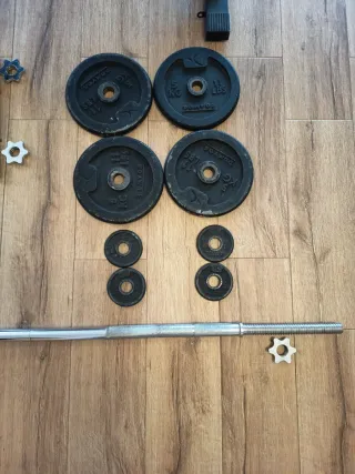 Kit Pesas, Barras y Sillón Gimnasio