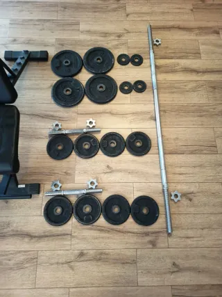Kit Pesas, Barras y Sillón Gimnasio