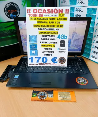 Portátil Toshiba Celeron 4GB RAM 120GB SSD