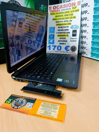 Portátil Toshiba Celeron 4GB RAM 120GB SSD
