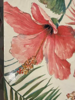 Scatola portaoggetti legno fiori hibisco