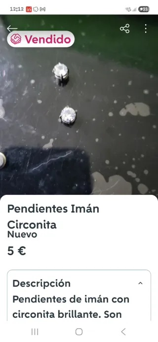 Pendiente Imán Circonita Plata