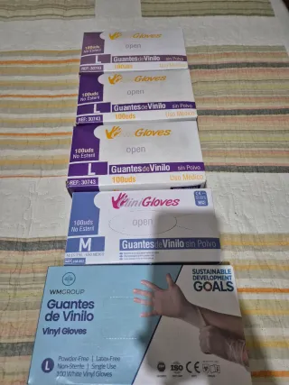 5 Cajas Guantes Vinilo Mini Gloves Talla L