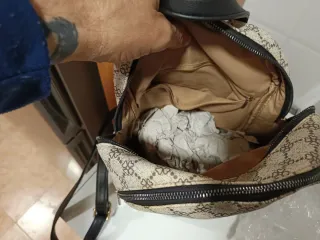 Mochila mujer beige y marrón