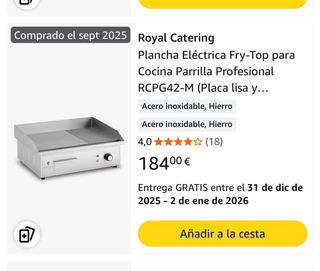 Plancha Eléctrica Fry-Top Royal 55x42x24cm