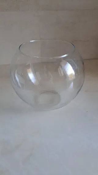 Pecera redonda de cristal