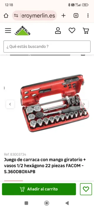 Juego carraca Facom 1/2 mango giratorio estuche