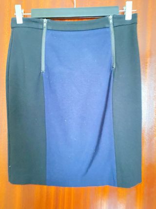 Falda Mango Negra y Azul Talla M