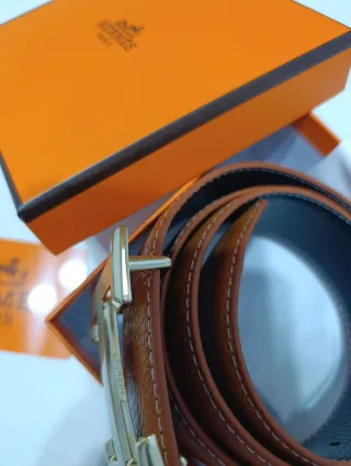 Cinturón Hermès Marrón y Dorado