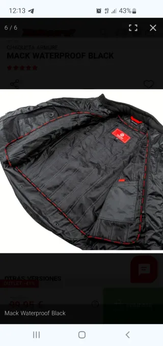 Chaqueta Moto Impermeable Armure Mack Negra