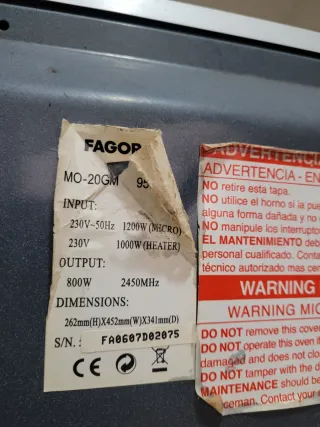 Microondas Fagor Grill 1200W
