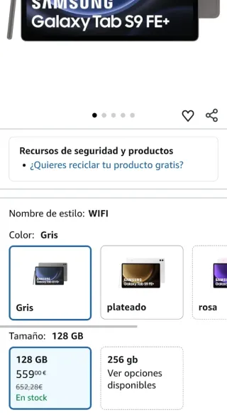 Samsung Galaxy Tab S9 FE+ 5G Plata