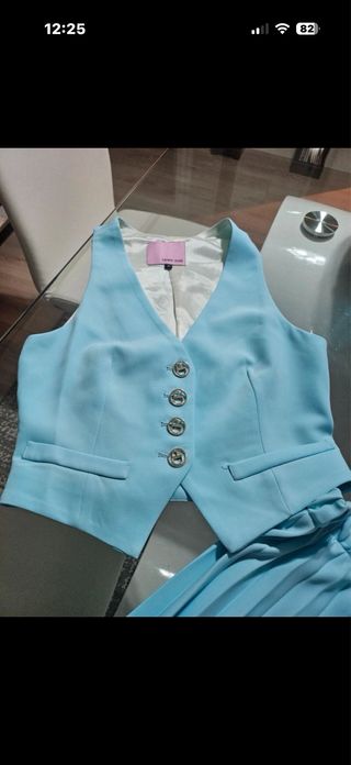 Traje Chaleco y Pantalón Denny Rose Azul