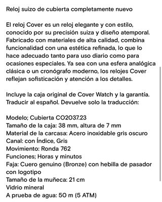Reloj Cover de diseño suizo