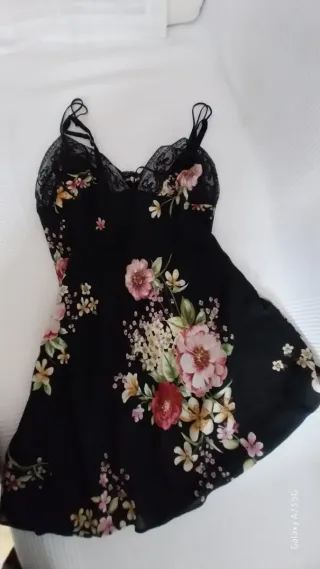 Oscar de la Renta Picardías Camisón Negro Floral