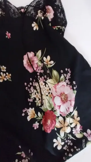 Oscar de la Renta Picardías Camisón Negro Floral