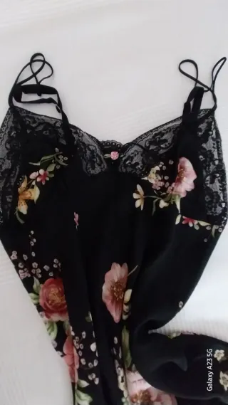 Oscar de la Renta Picardías Camisón Negro Floral