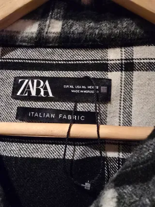 Sobrecamisa Zara XL Cuadros Blanco y Negro