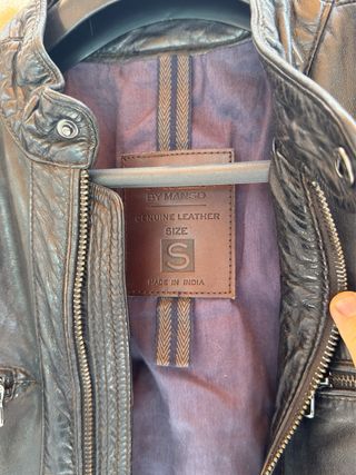 Chaqueta de Piel Mango Negro