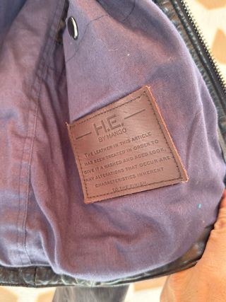 Chaqueta de Piel Mango Negro