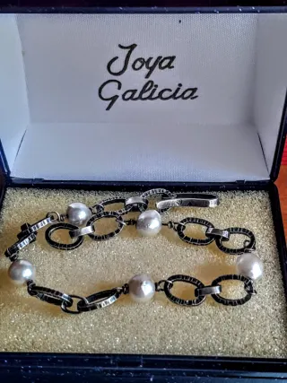 Pulsera Plata Antigua Vintage Perlas