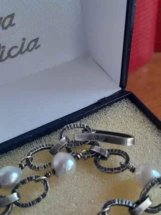 Pulsera Plata Antigua Vintage Perlas