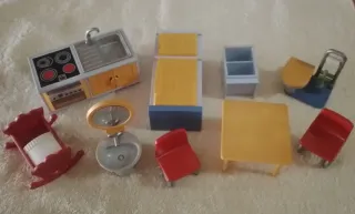 Lote Accesorios Playmobil Cocina, Baño, dormitorio
