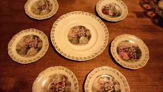 Juego de 7 Platos de Postre Vintage Santa Clara