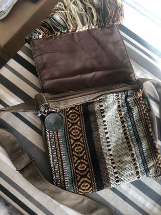 Bolso bandolera flecos étnico