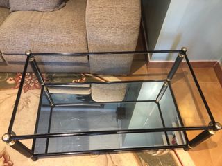 Mesa de centro cristal y metal