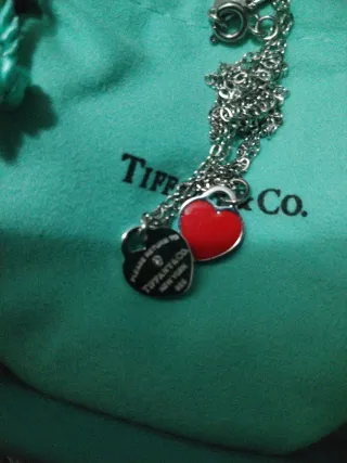 Set Tiffany collana e orecchini cuore rosso