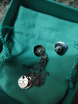 Set Tiffany collana e orecchini cuore rosso