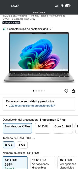 Dell Snapdragon X Plus 16GB RAM, 512GB SSD