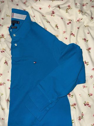 Polo Tommy Hilfiger Turquesa Manga Larga Talla L
