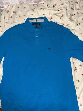 Polo Tommy Hilfiger Turquesa Manga Larga Talla L