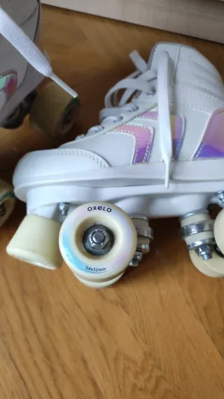 Patines 4 ruedas niños Oxelo Quad 100 blanco