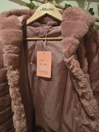 Chaqueta pelo sintético rosa talla 44
