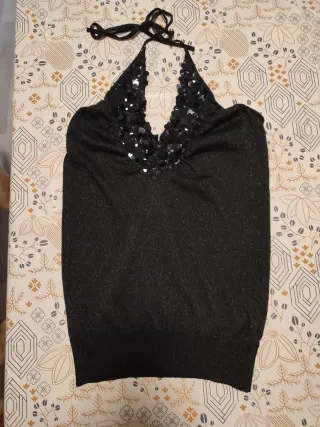 Top fiesta lentejuelas negro