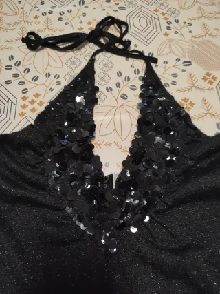 Top fiesta lentejuelas negro