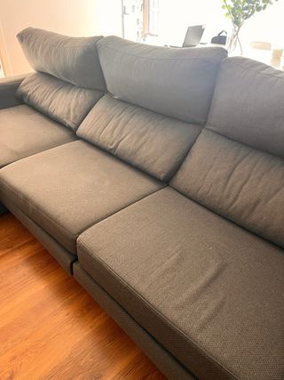 Sofá cheslong tela gris y beige