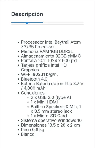 Ordenador Thomson SP-NEO10.1WH32 Blanco