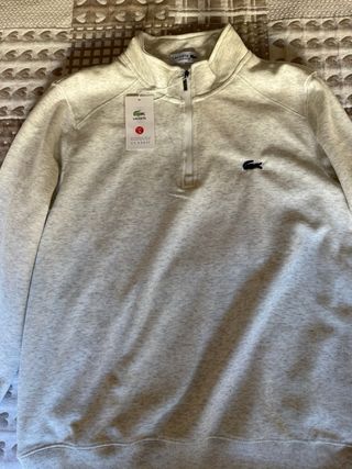 Sudadera Lacoste cremallera gris clara