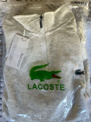 Sudadera Lacoste cremallera gris clara