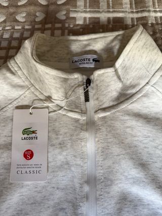 Sudadera Lacoste cremallera gris clara
