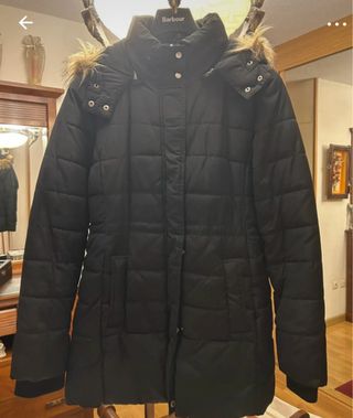 Abrigo Negro Plumas Mujer Talla M