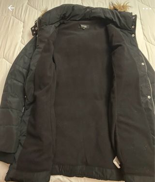 Abrigo Negro Plumas Mujer Talla M